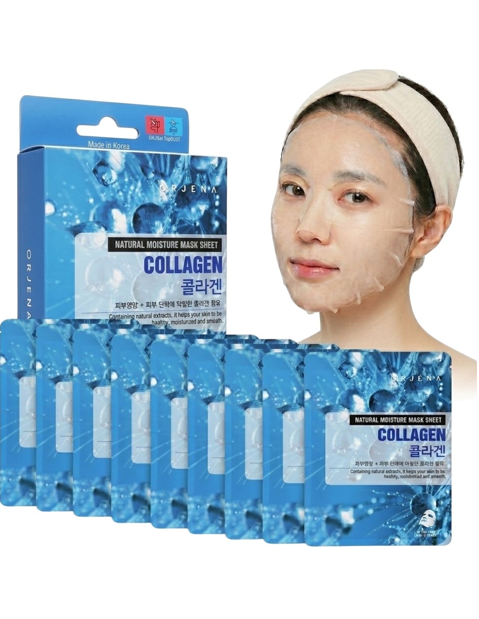 Mascarilla facial colágeno hidrolizado para regenerar Orjena 10 piezas
