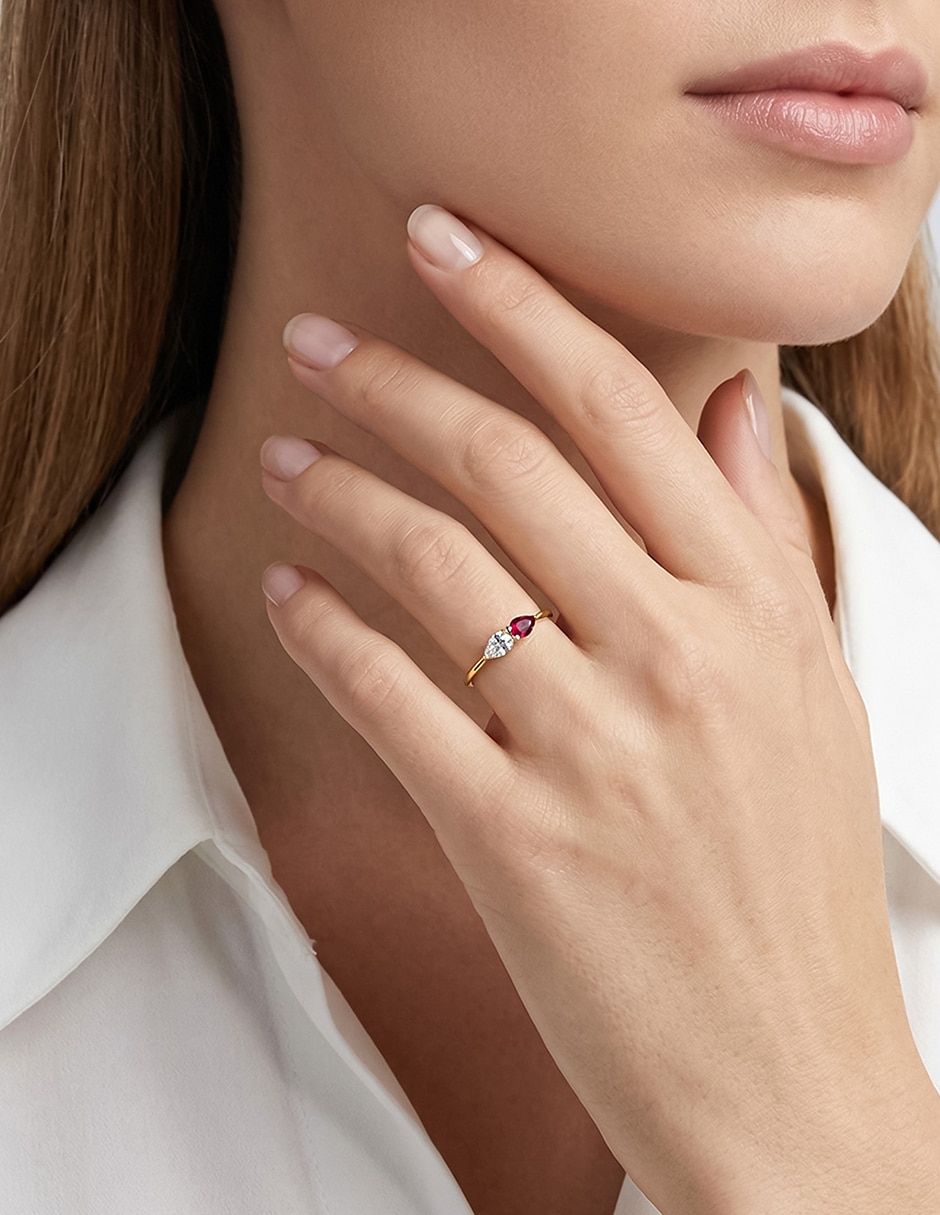 Anillo abba joyas 14 k de oro zirconia brillante