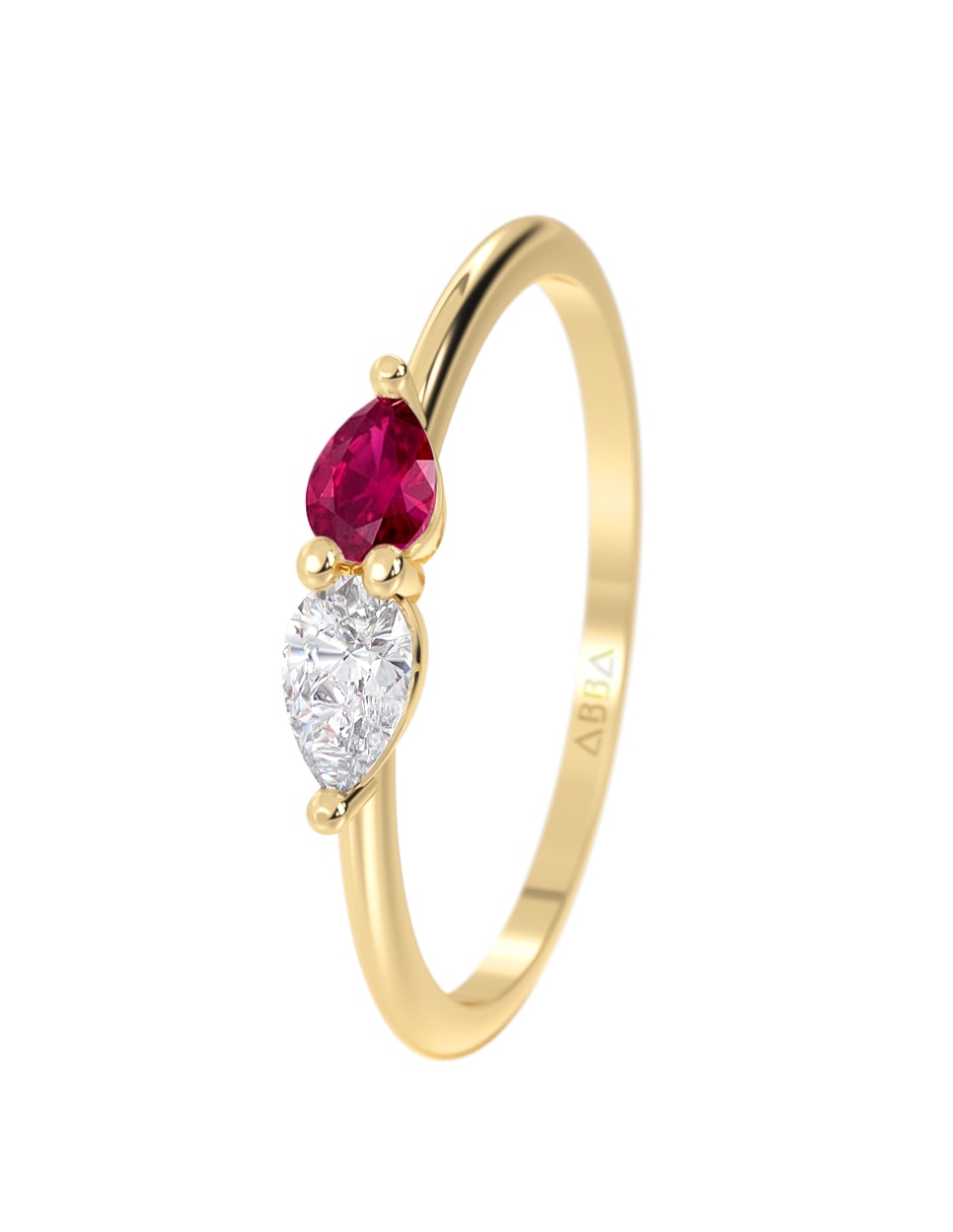 Anillo abba joyas 14 k de oro zirconia brillante