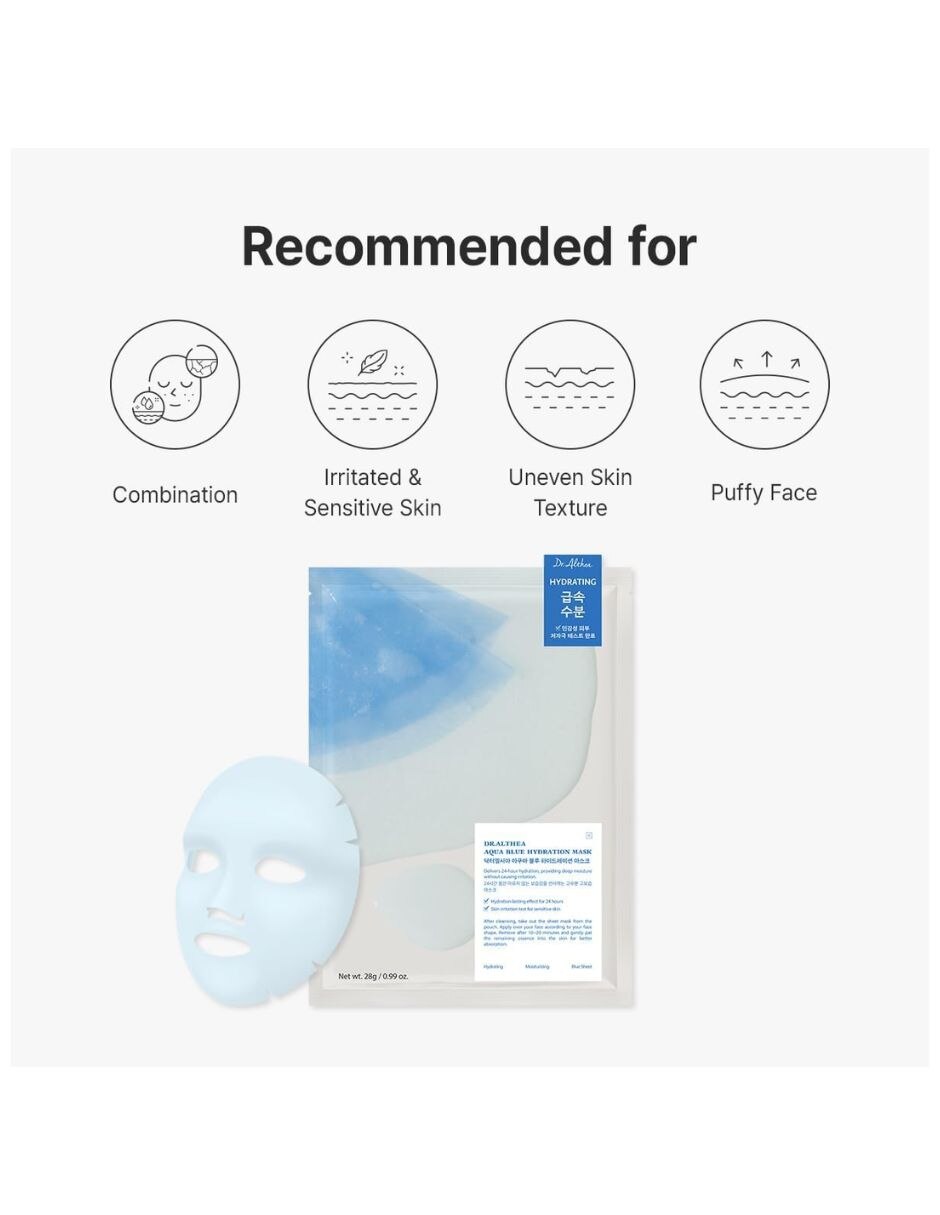 Mascarilla facial Aqua Blue Hydration Mask Mascarillas hidratante para hidratar