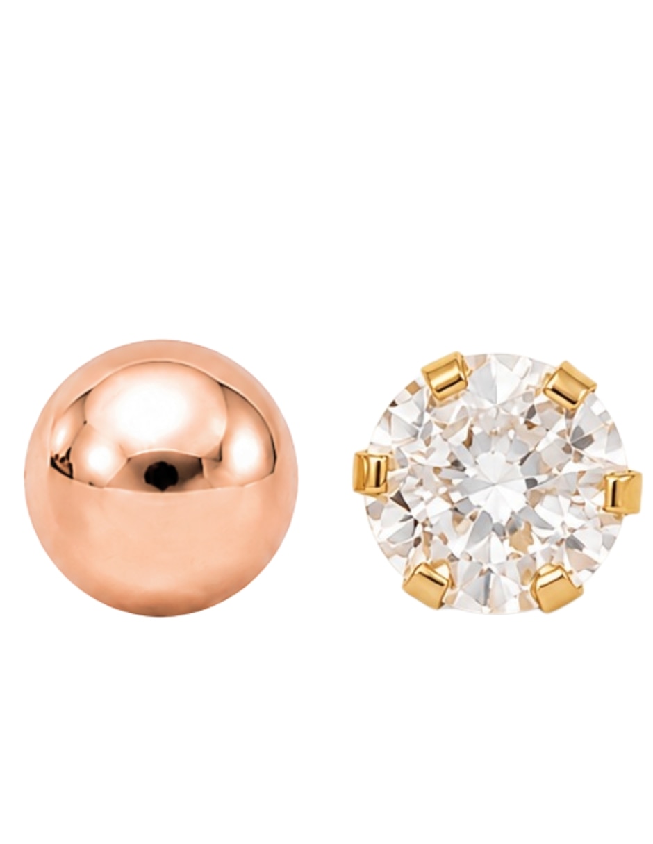 Piercing de oro rosa 10 k con acabado brillante zirconia Piercing de oro rosa 10 k con acabado brillante zirconia
