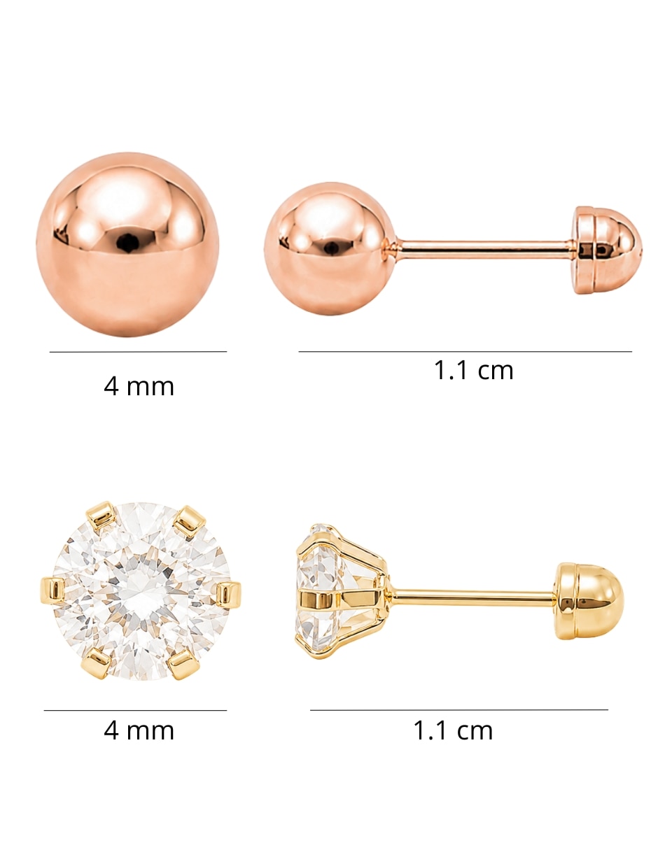 Piercing Mancini de oro rosa 10 k con acabado brillante zirconia