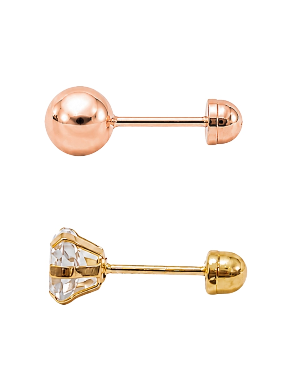 Piercing Mancini de oro rosa 10 k con acabado brillante zirconia
