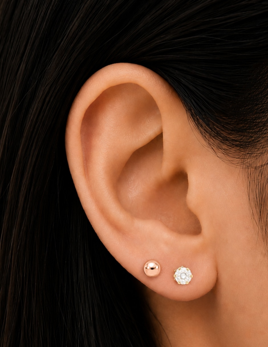 Piercing Mancini de oro rosa 10 k con acabado brillante zirconia