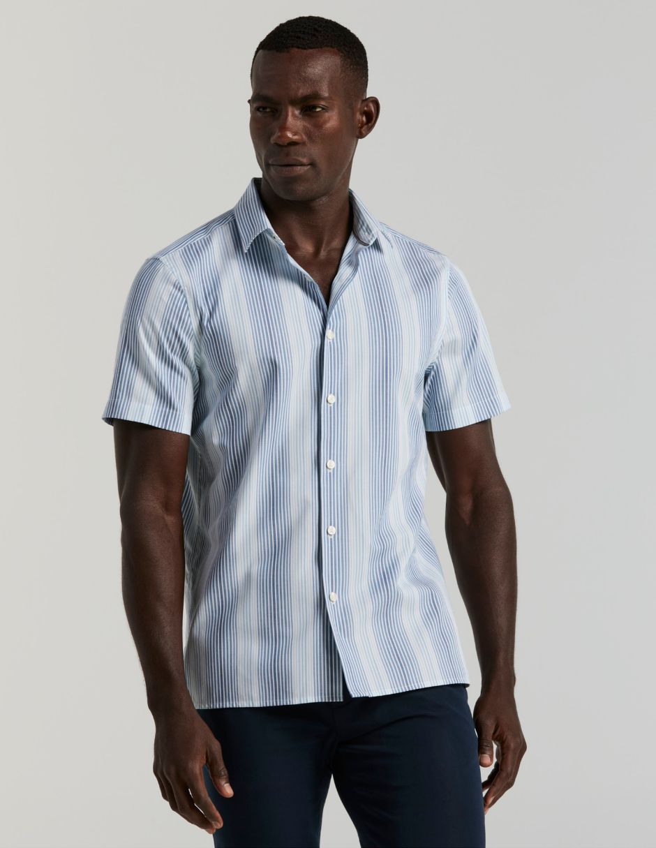 Camisa business casual de algodón y lino manga corta para hombre 2