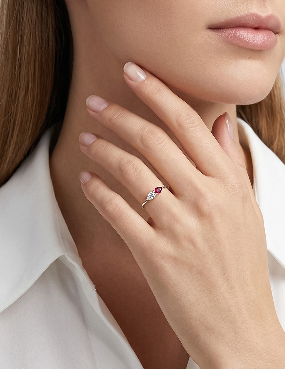 Anillo 14 k de oro zirconia brillante 5