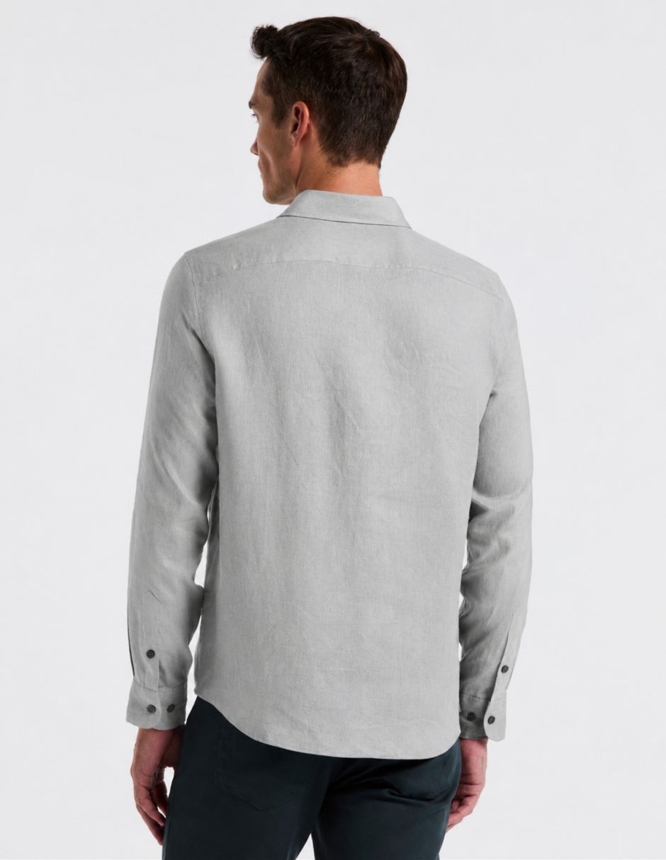 Camisa business casual de lino manga larga para hombre 3