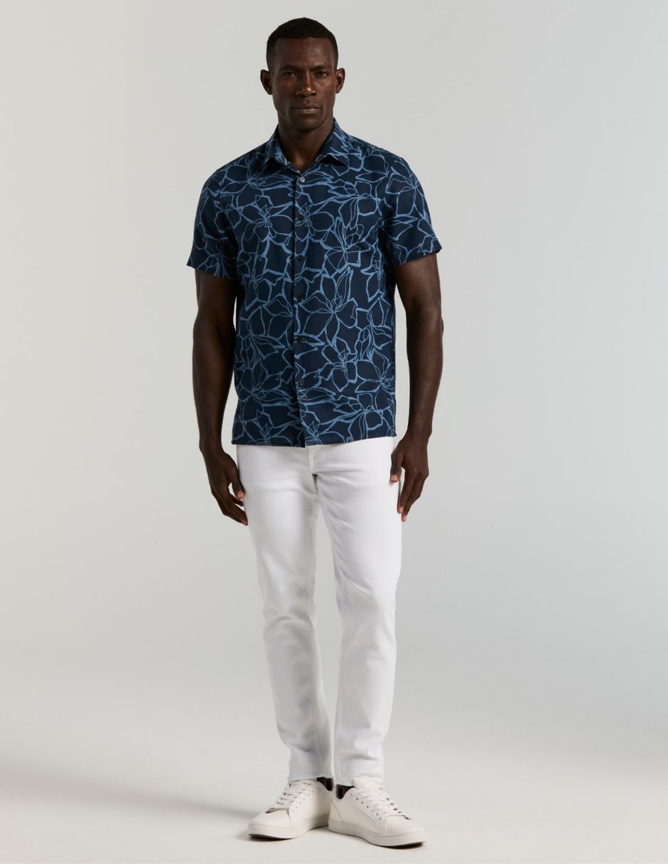 Camisa casual de lino y algodón manga corta para hombre 2