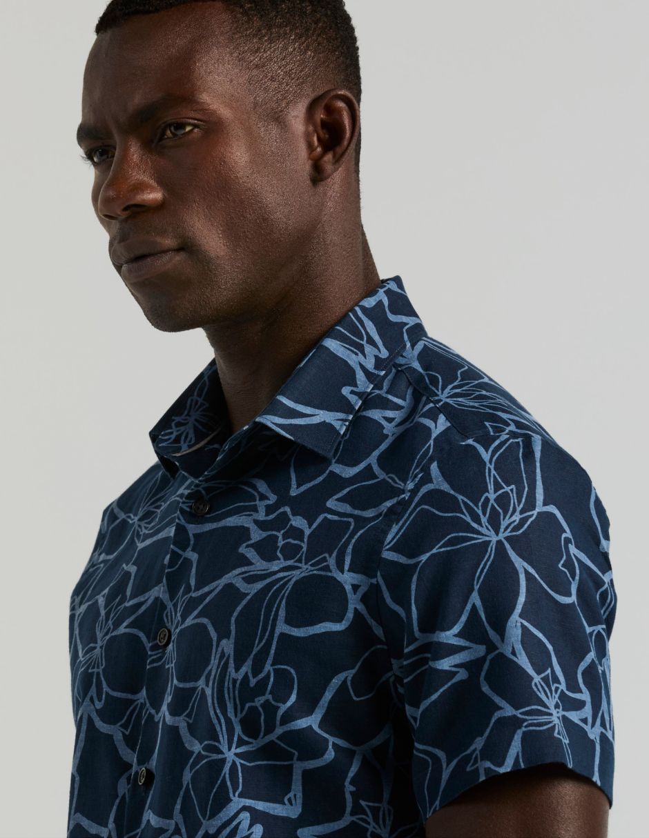 Camisa casual de lino y algodón manga corta para hombre 4