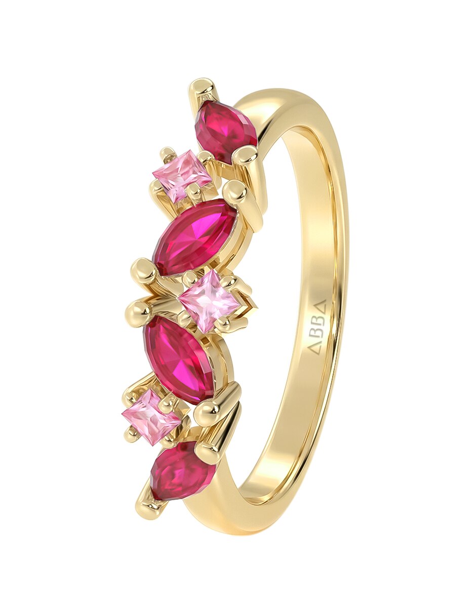 Anillo abba joyas 10 k de oro zirconia brillante