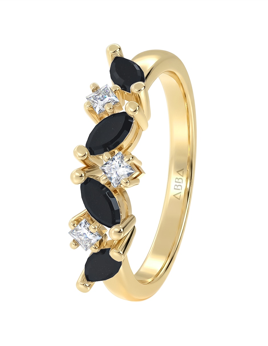 Anillo abba joyas 10 k de oro zirconia brillante