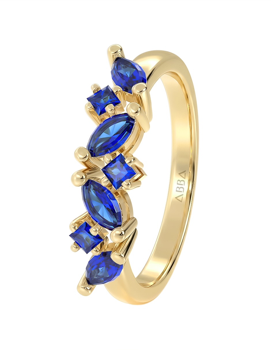 Anillo abba joyas 10 k de oro zirconia brillante