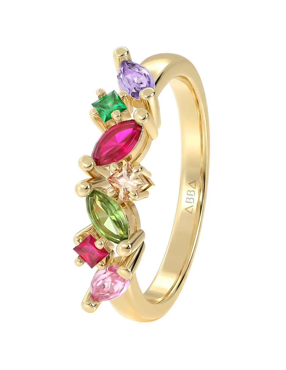 Anillo 10 k de oro zirconia brillante 5