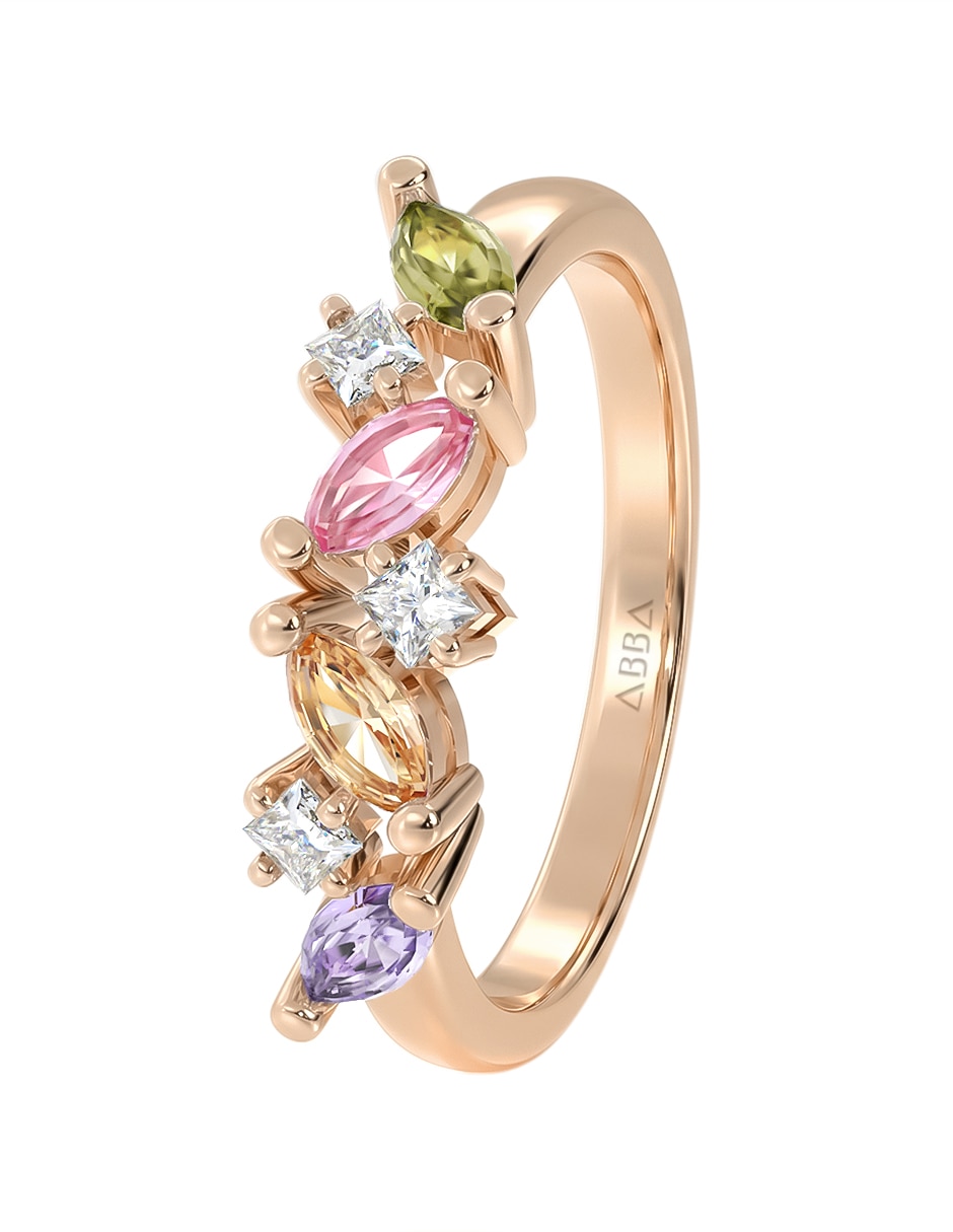 Anillo 14 k de oro zirconia brillante 2