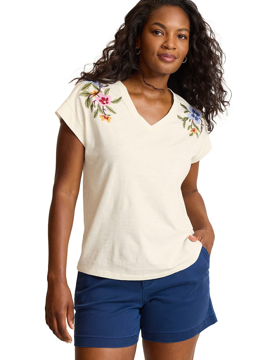 Playera manga corta cuello v mujer Playera manga corta cuello v mujer