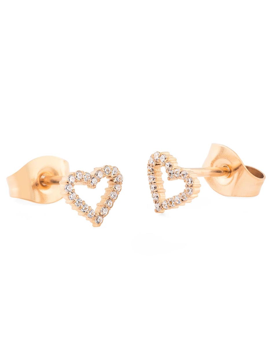 Set de aretes de corazón con acabado cristal