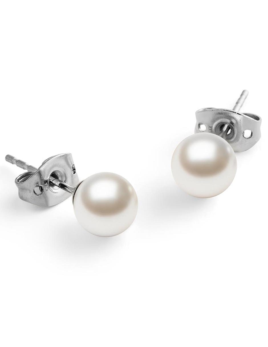 Set de aretes de perla d wellington con acabado perla