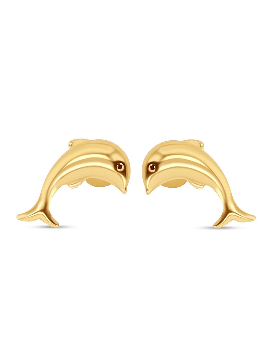 Broqueles de delfín de oro amarillo 14 k con acabado brillante Broqueles de delfín de oro amarillo 14 k con acabado brillante