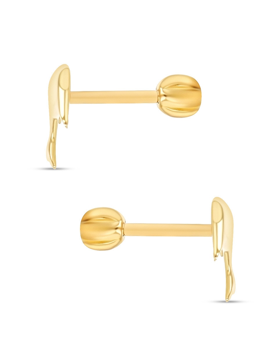 Broqueles de delfín de oro amarillo 14 k con acabado brillante 4
