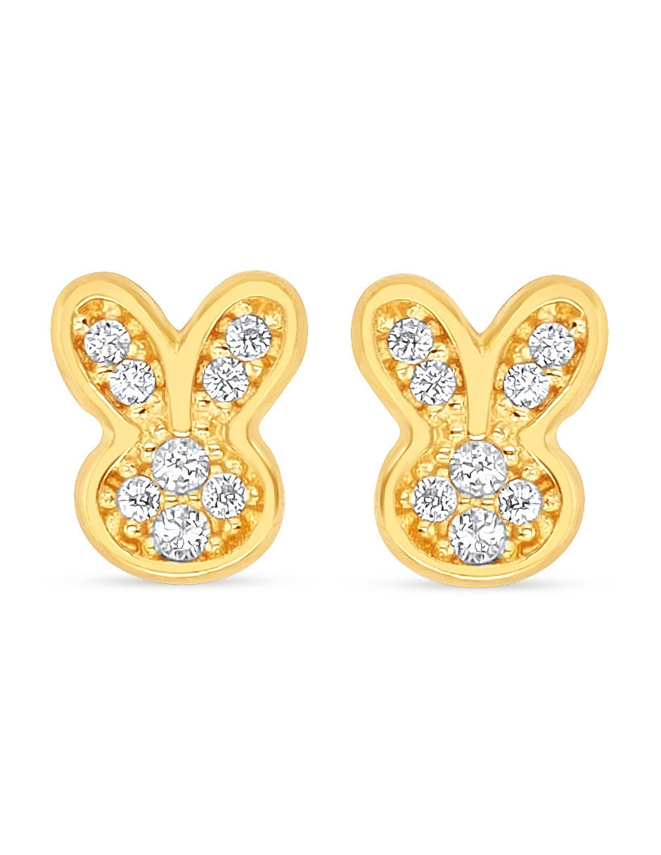Broqueles de conejo conejo de oro amarillo 10 k con acabado brillante zirconia Broqueles de conejo conejo de oro amarillo 10 k con acabado brillante zirconia