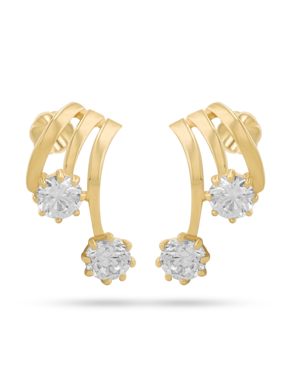 Broqueles de flor flor de oro amarillo 10 k con acabado brillante zirconia Broqueles de flor flor de oro amarillo 10 k con acabado brillante zirconia