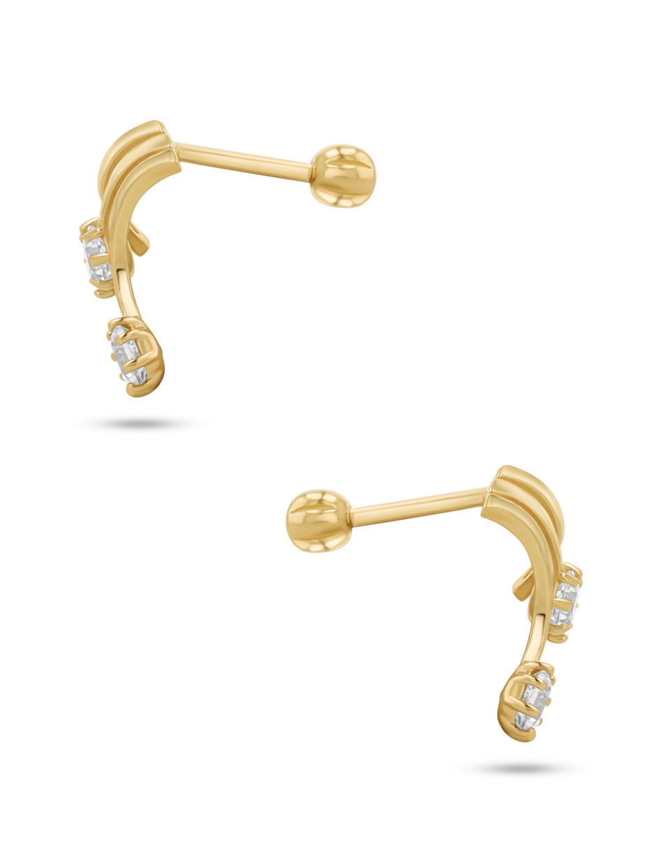 Broqueles de flor flor de oro amarillo 10 k con acabado brillante zirconia 4