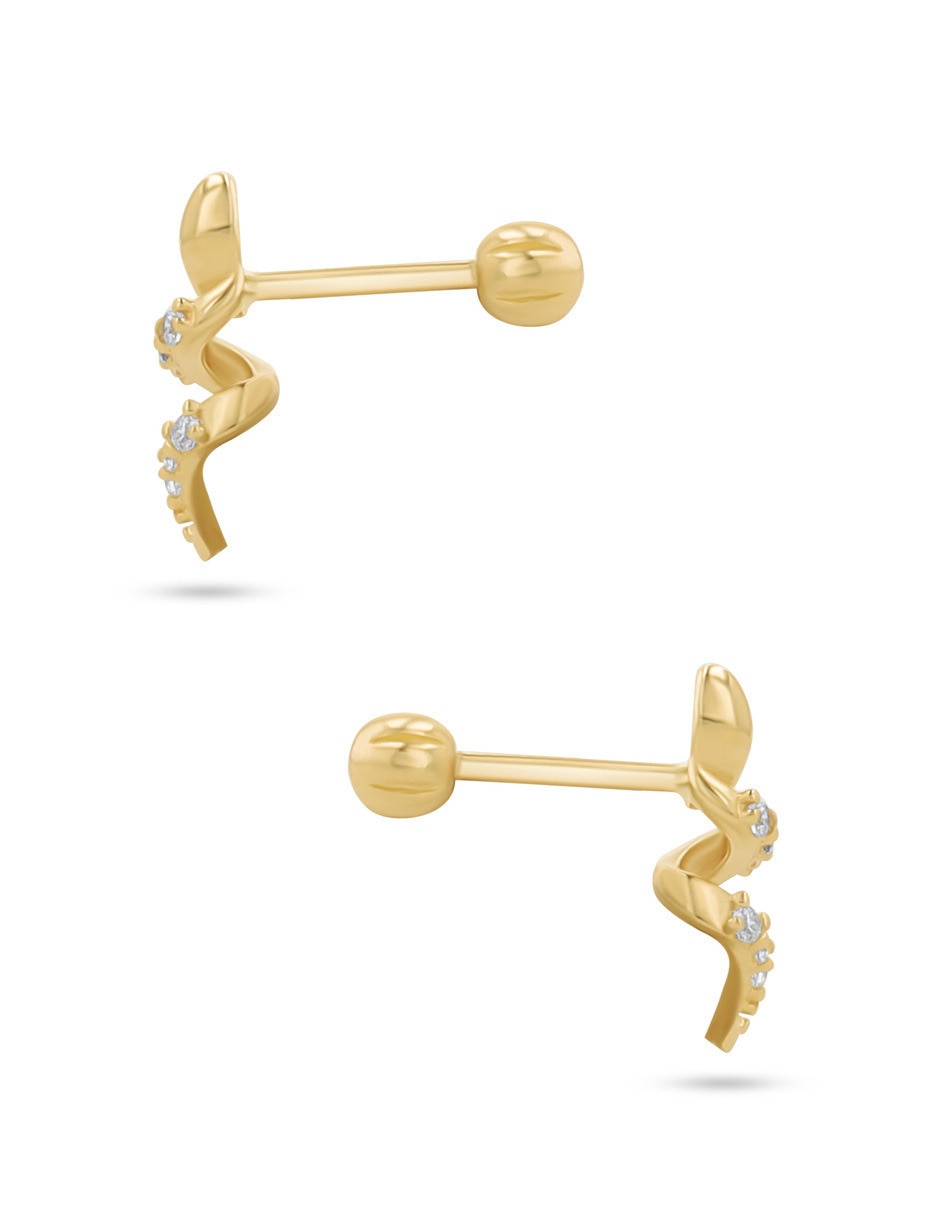 Broqueles de serpiente de oro amarillo 10 k con acabado brillante zirconia 4
