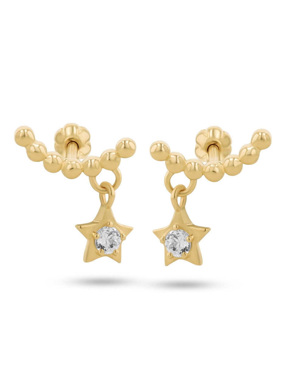 Broqueles de estrella estrella de oro amarillo 10 k con acabado brillante zirconia Broqueles de estrella estrella de oro amarillo 10 k con acabado brillante zirconia