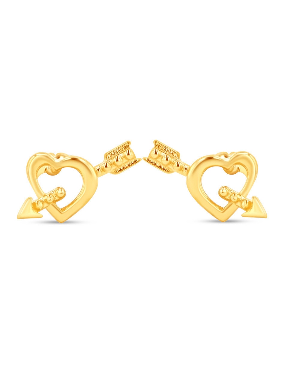 Broqueles de corazón de oro amarillo 10 k con acabado brillante Broqueles de corazón de oro amarillo 10 k con acabado brillante