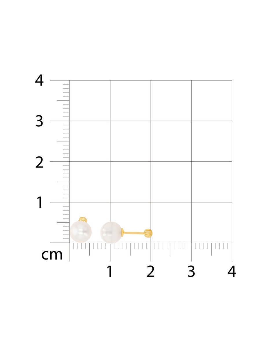 Broqueles de perla de oro amarillo 14 k con acabado brillante perla 5