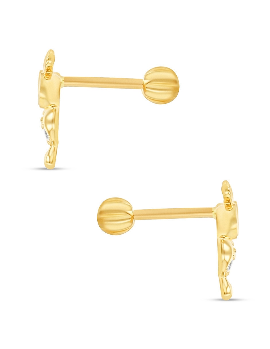 Broqueles de oro amarillo 14 k con acabado brillante zirconia 4