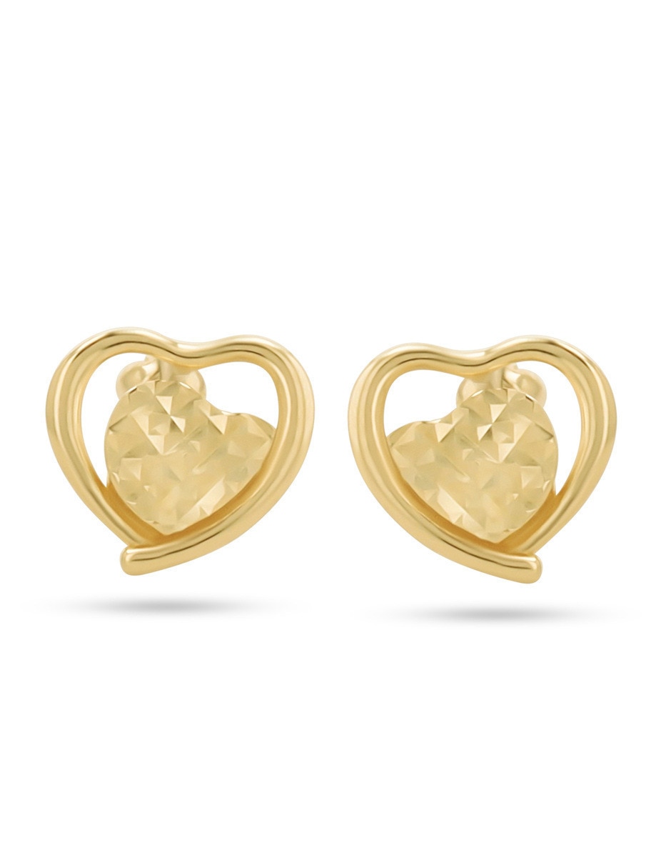 Broqueles de corazón de oro amarillo 10 k con acabado brillante Broqueles de corazón de oro amarillo 10 k con acabado brillante