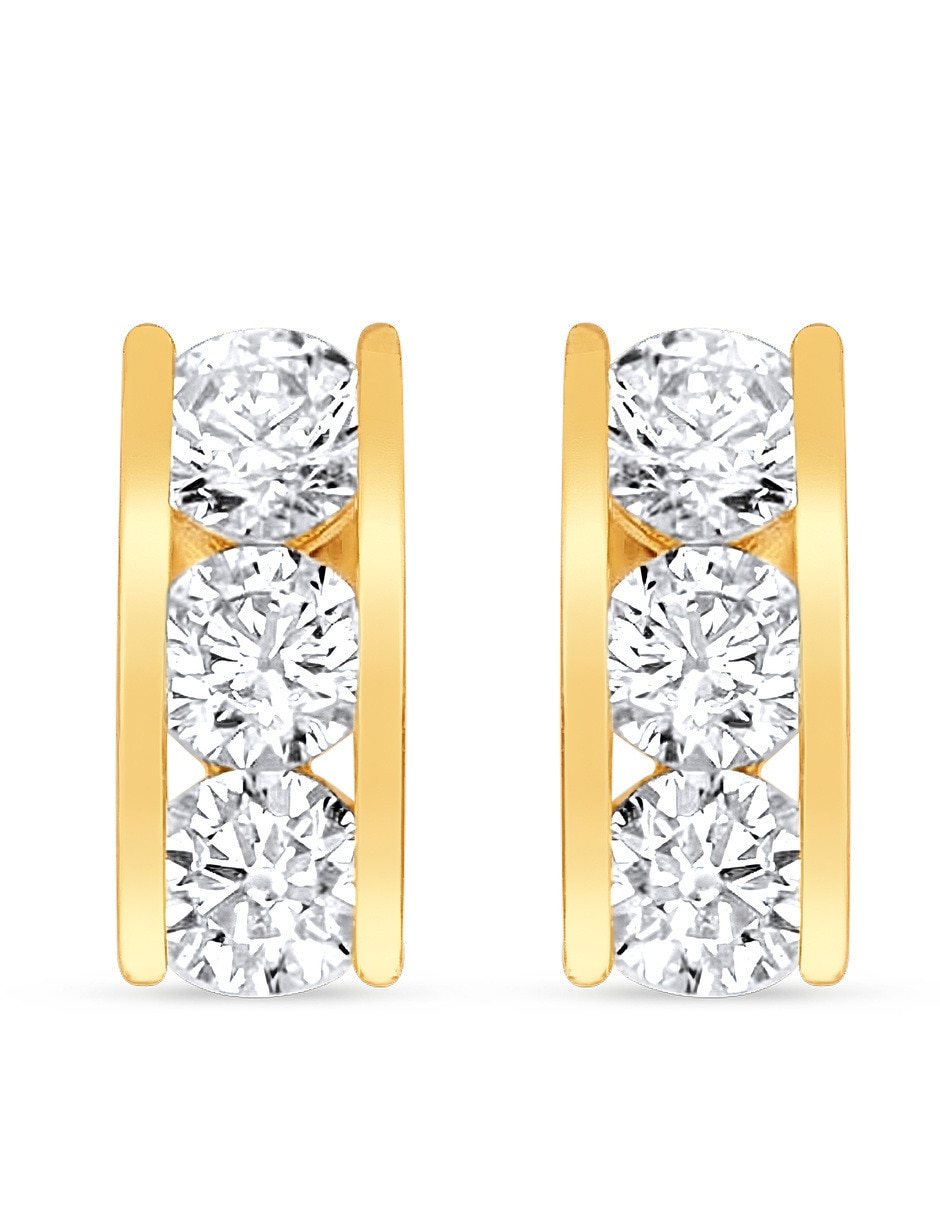 Broqueles de rectangular de oro amarillo 14 k con acabado brillante zirconia Broqueles de rectangular de oro amarillo 14 k con acabado brillante zirconia