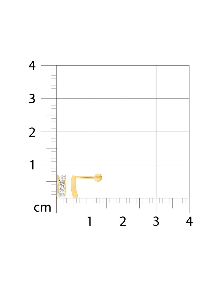 Broqueles de rectangular de oro amarillo 14 k con acabado brillante zirconia 5