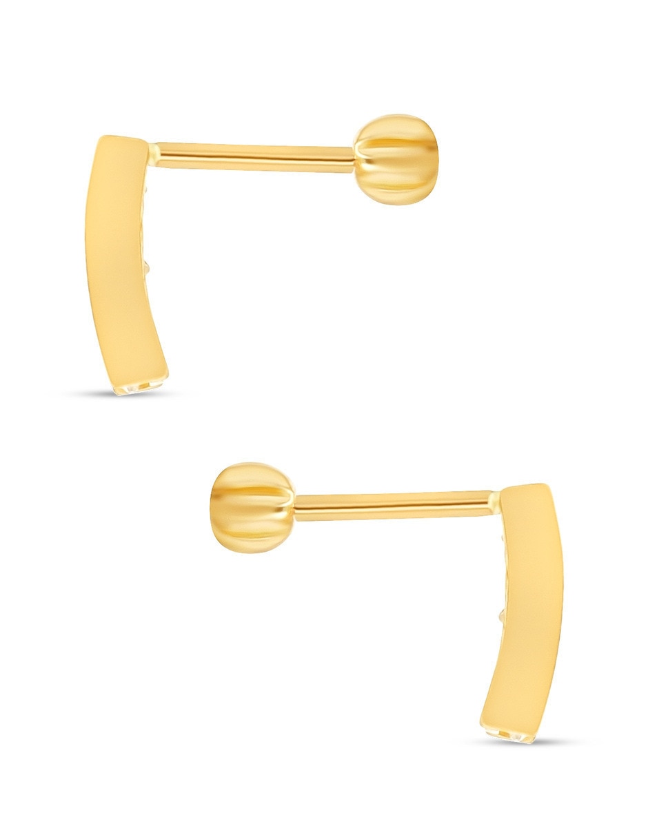 Broqueles de rectangular de oro amarillo 14 k con acabado brillante zirconia 4