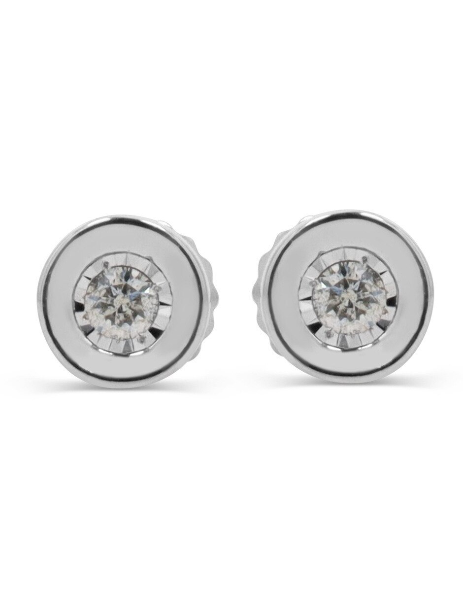 Broqueles circulares joyerías bizzarro de oro blanco 10 k con acabado brillante diamante