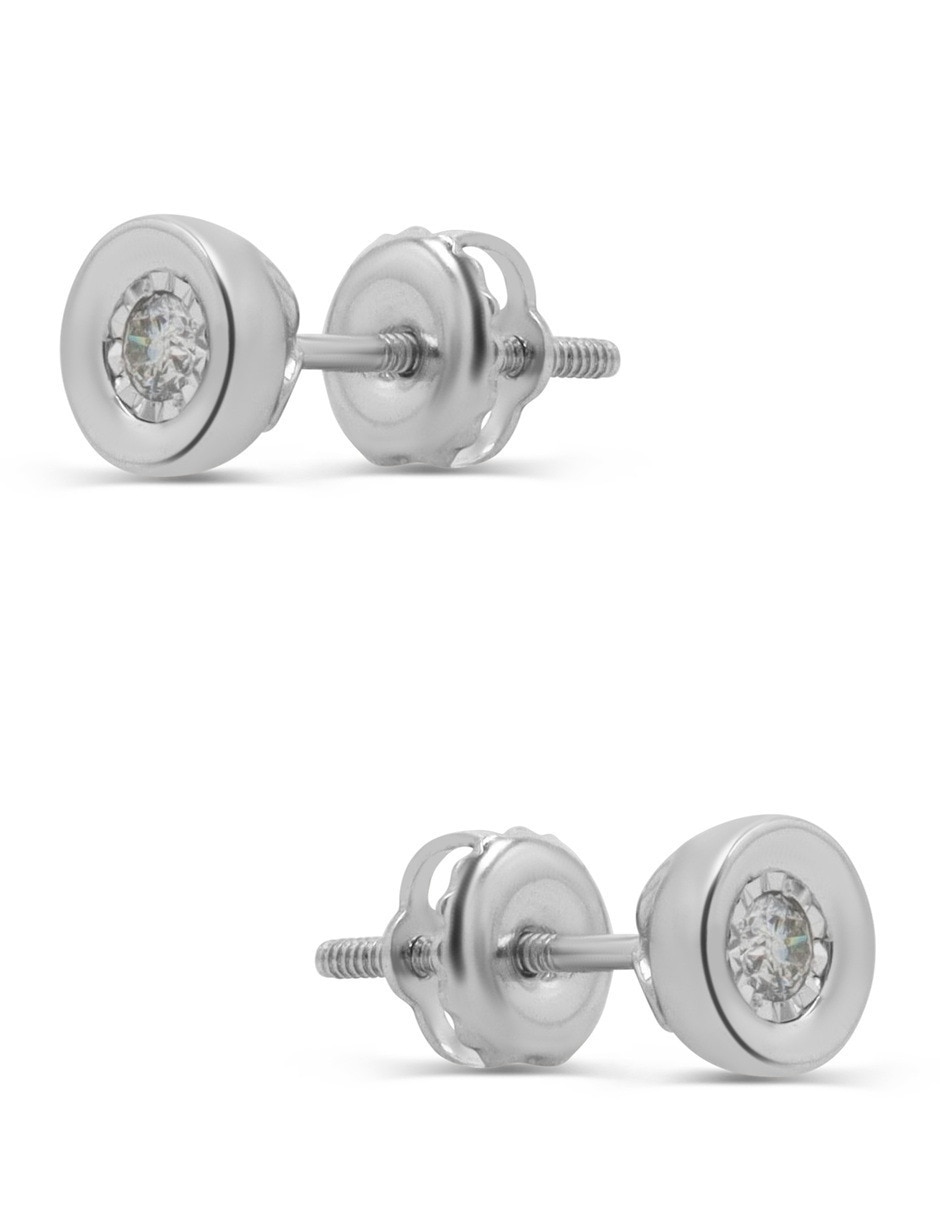 Broqueles circulares joyerías bizzarro de oro blanco 10 k con acabado brillante diamante