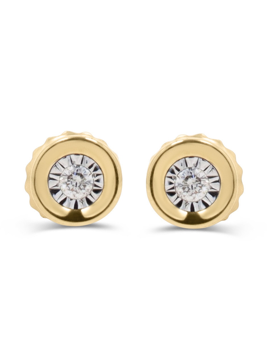 Broqueles circulares joyerías bizzarro de oro amarillo 10 k con acabado brillante diamante
