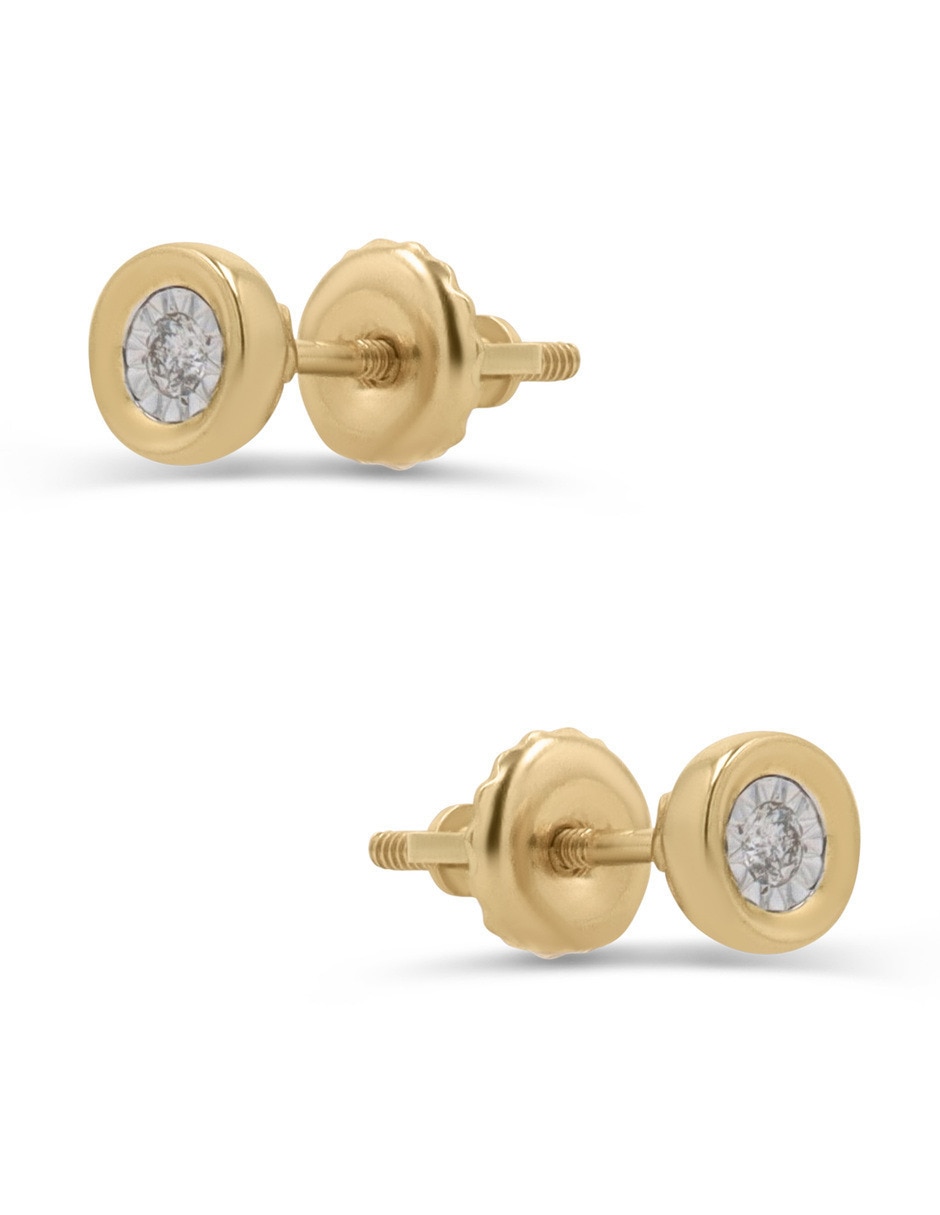 Broqueles circulares joyerías bizzarro de oro amarillo 10 k con acabado brillante diamante
