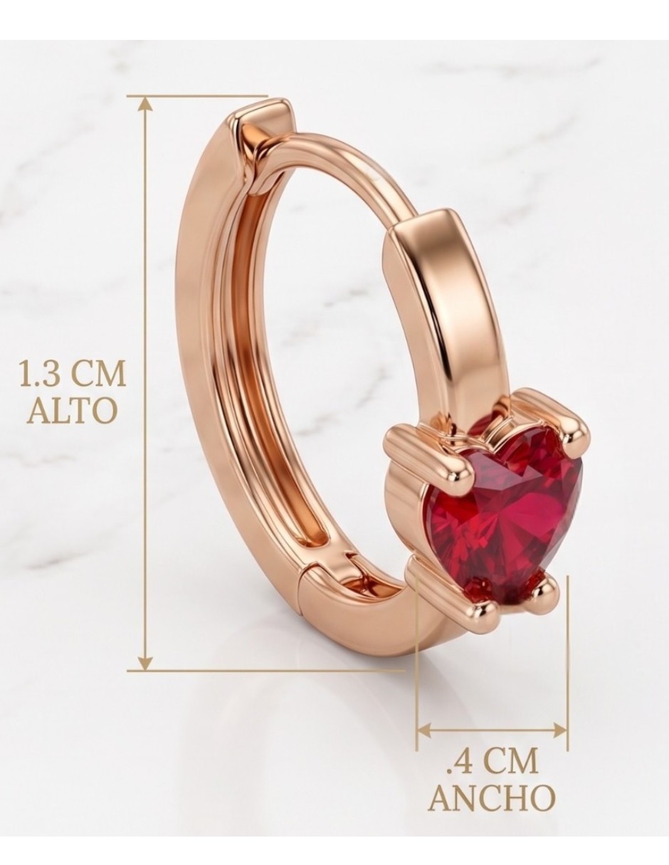 Huggies de corazón joyería de oro laminado 18 k con acabado brillante zirconia cúbica 7