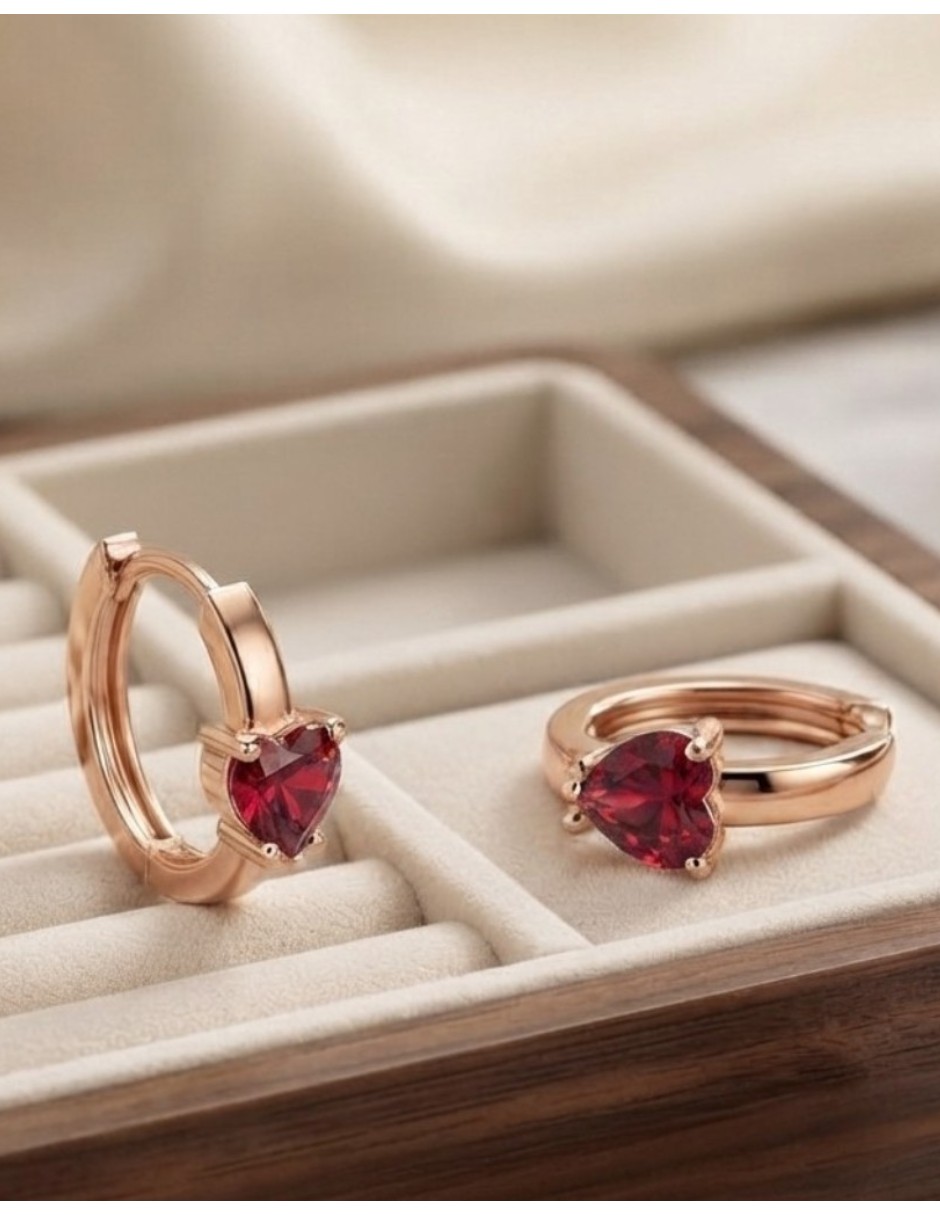 Huggies de corazón joyería de oro laminado 18 k con acabado brillante zirconia cúbica 4