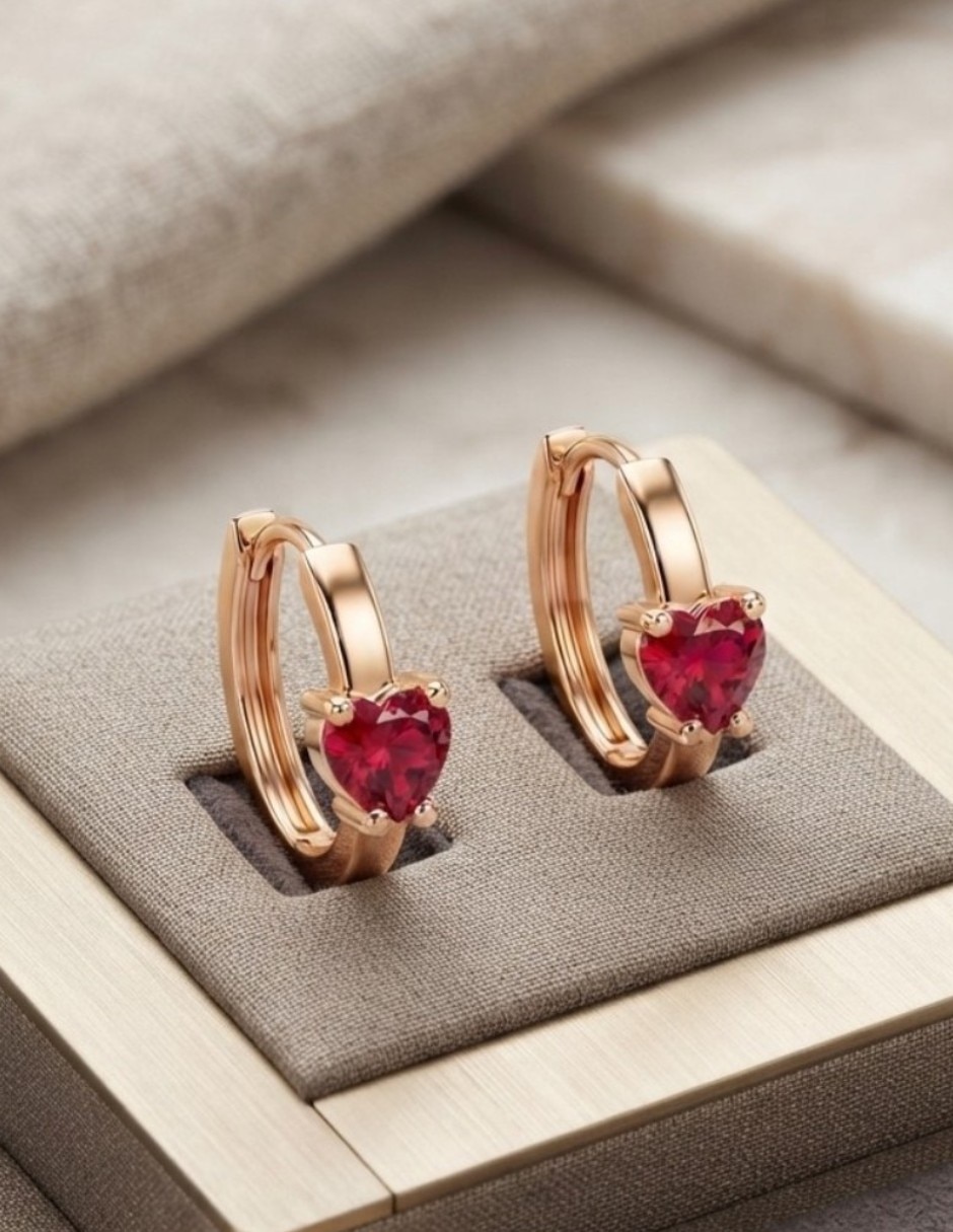 Huggies de corazón joyería de oro laminado 18 k con acabado brillante zirconia cúbica 3