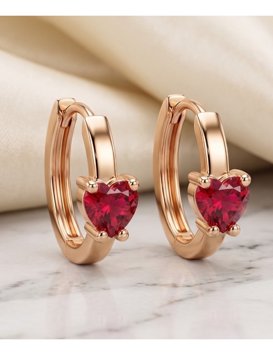 Huggies de corazón joyería de oro laminado 18 k con acabado brillante zirconia cúbica 6
