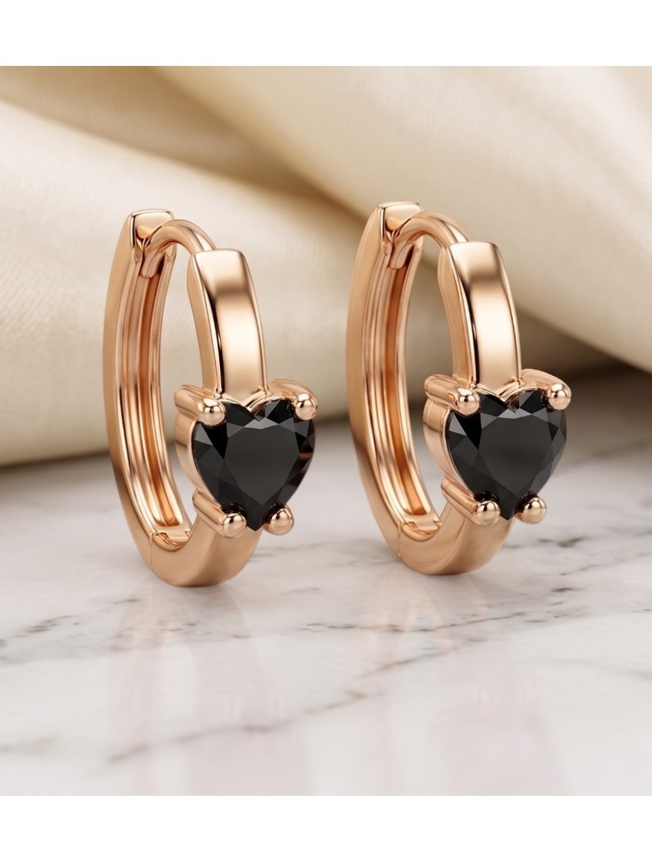 Huggies de corazón joyería de oro laminado 18 k con acabado brillante zirconia cúbica