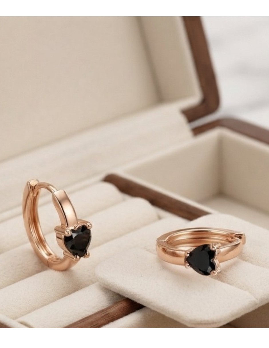 Huggies de corazón joyería de oro laminado 18 k con acabado brillante zirconia cúbica