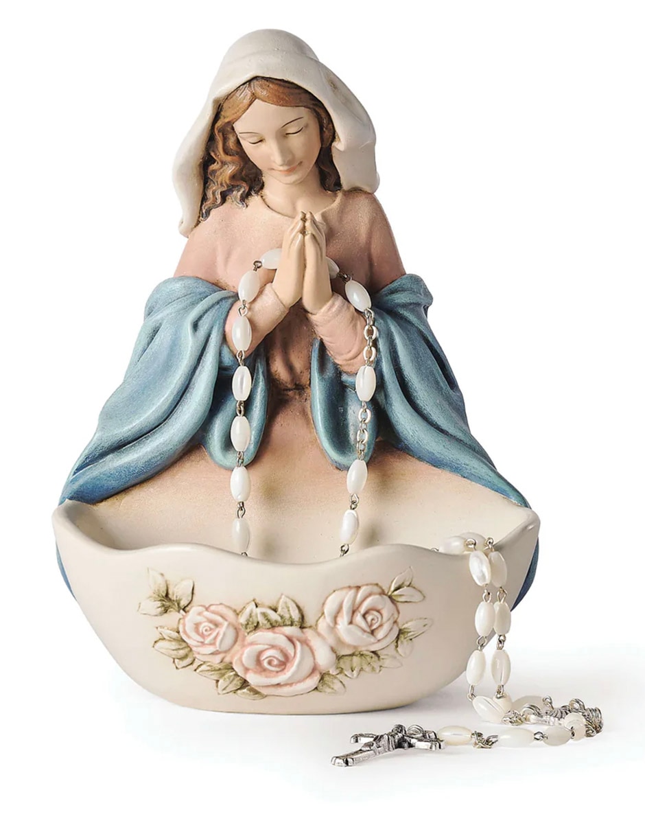 Escultura religiosa Virgen orando porta rosario 3