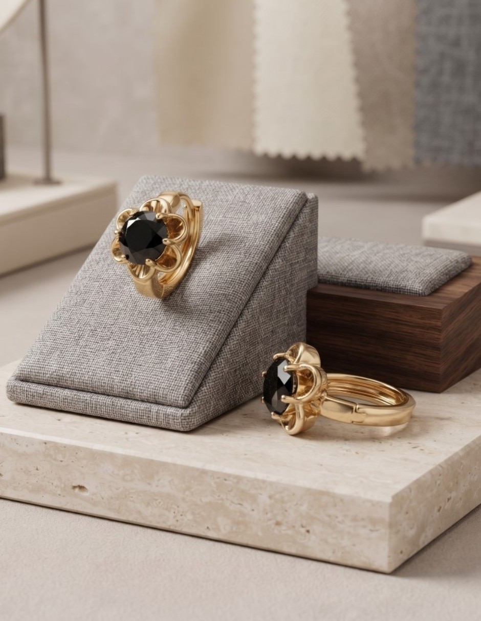Huggies de flor de oro laminado 14 k con acabado brillante zirconia cúbica 4