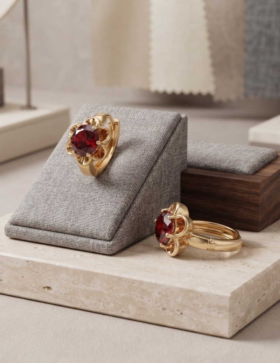 Huggies de flor de oro laminado 14 k con acabado brillante zirconia cúbica