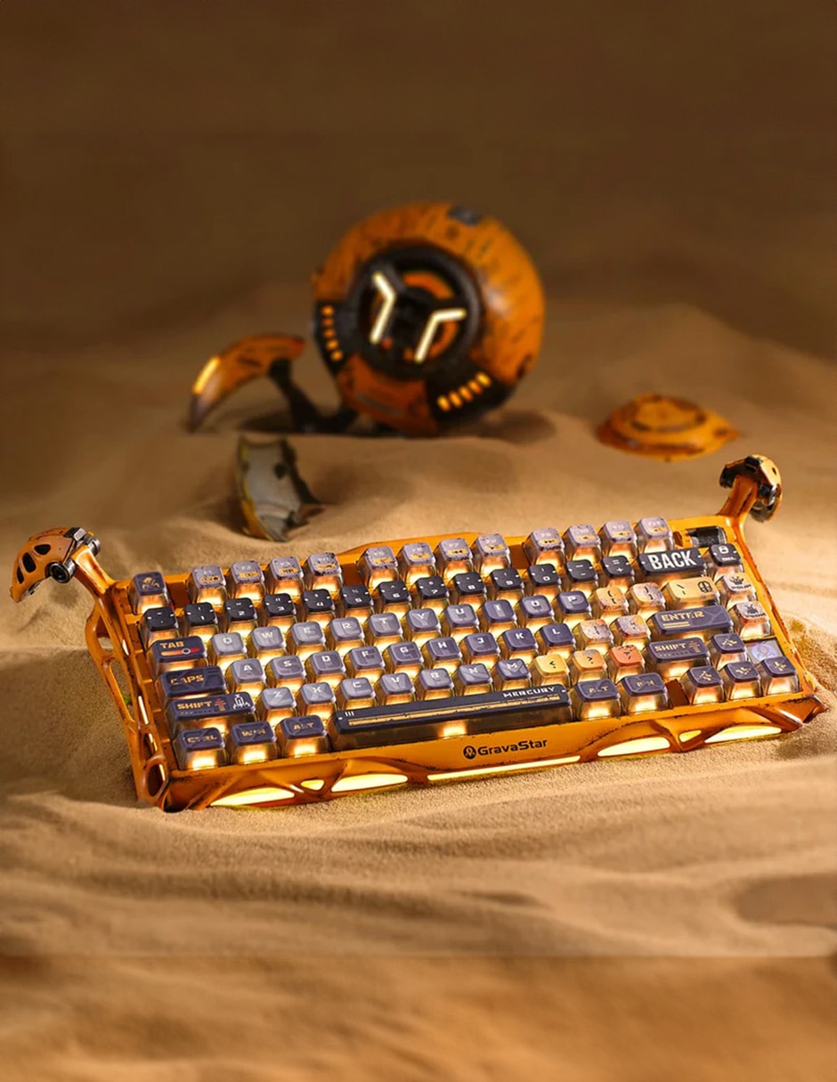 Teclado gamer alámbrica e inalámbrica QWERT inglés con interruptor Lineal (Red Black) Gravastar Mercury K1 Pro