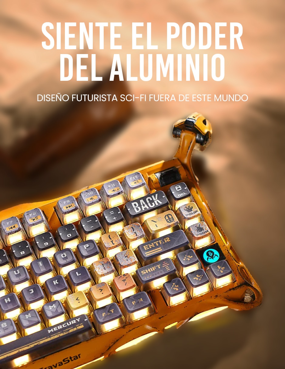 Teclado gamer alámbrica e inalámbrica QWERT inglés con interruptor Lineal (Red Black) Gravastar Mercury K1 Pro